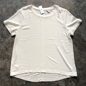 Ann Taylor Loft Ivory Blouse Large T-shirt Sheer